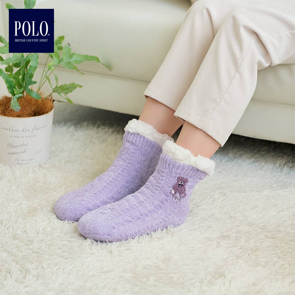 [Fleece-lined] Fluffy cable pattern room socks [SALE]